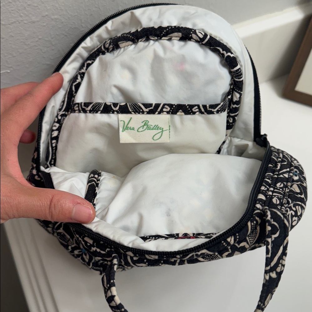 Vera Bradley Black and White Patterned Backpack with Stripes - Picture 6 of 6